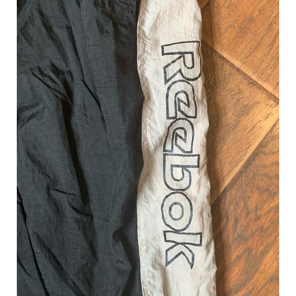 Reebok Track Pants Men Sz Large Black White Zipper Ankle Athletic String Missing - Picture 4 of 10